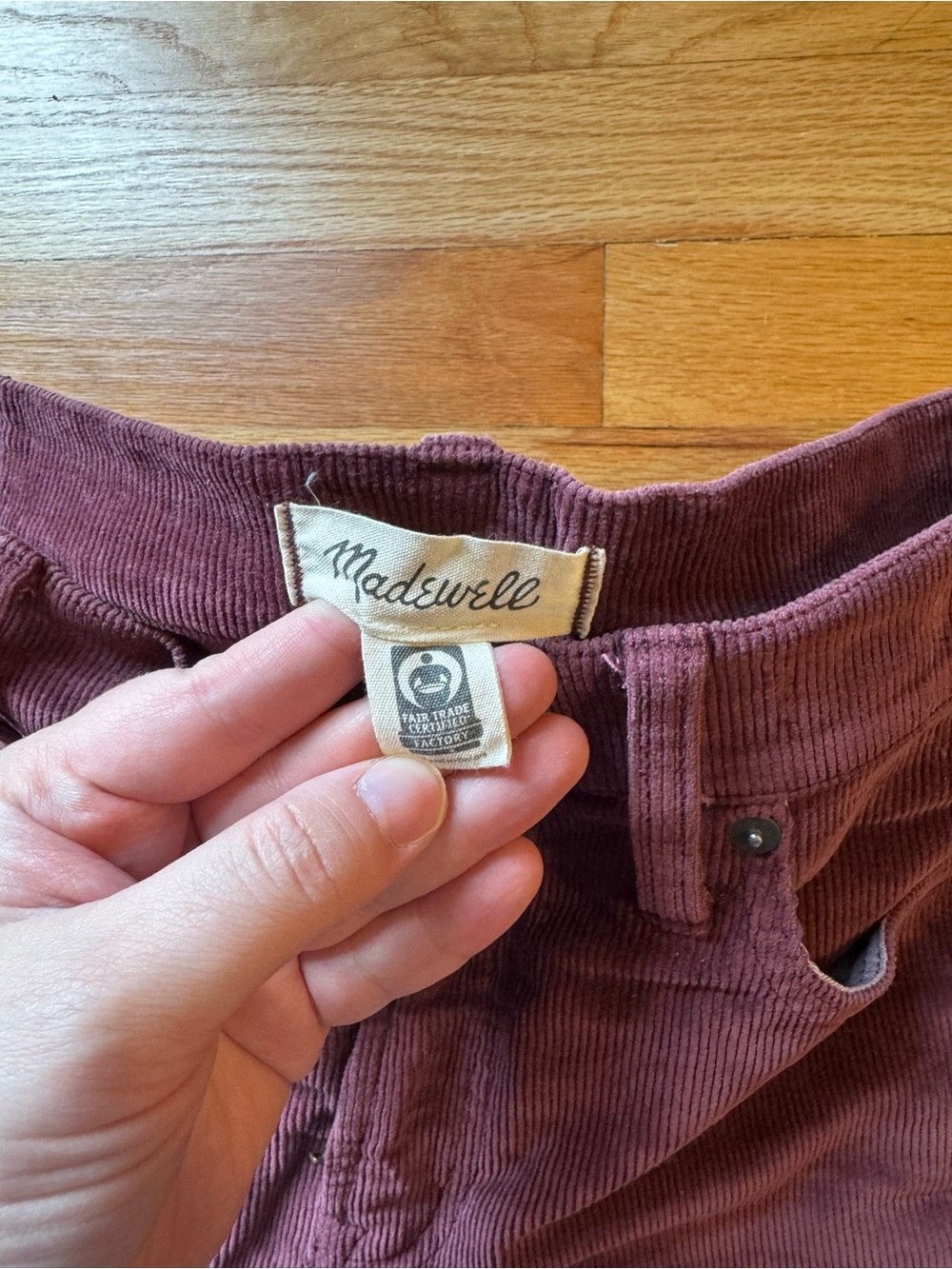 Madewell Maroon Corduroy Flare Pants - Picture 2 of 3